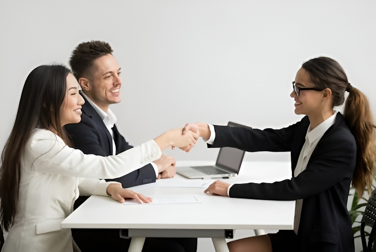 Recruitment professionals meeting candidates